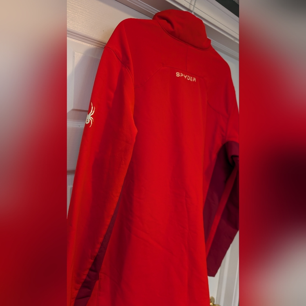 Spyder Men's Two Tone Red 1/4 Quarter Zip Weather Resistant Pullover Jacket XXL - Picture 12 of 14